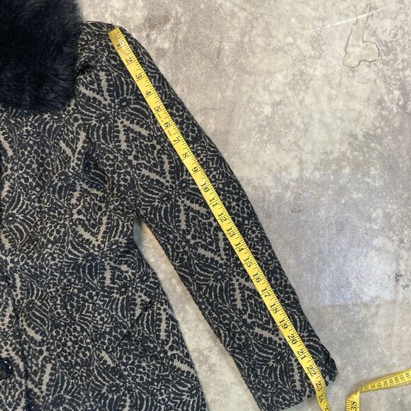 Steve Madden Coat Womens Large Tapestry Mid Length Black Wool Blend‎ - Picture 5 of 11